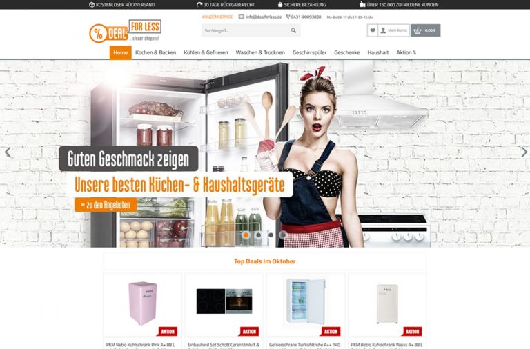 Onlineshop des Kunden Dealforless